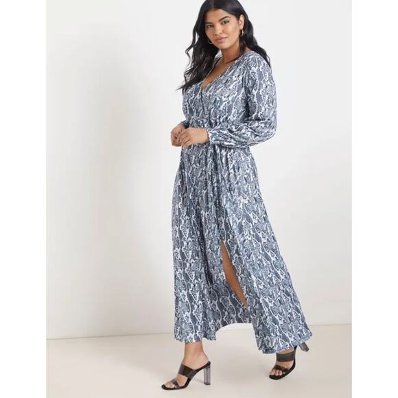 Eloquii Dresses & Skirts - Eloquii Black White Snake Print Faux Wrap Maxi Dress 26 *Missing Belt*